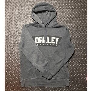 Oakley Mens Heathered Charcoal Grey Fleece Pullover Hoodie Sweatshirt Small